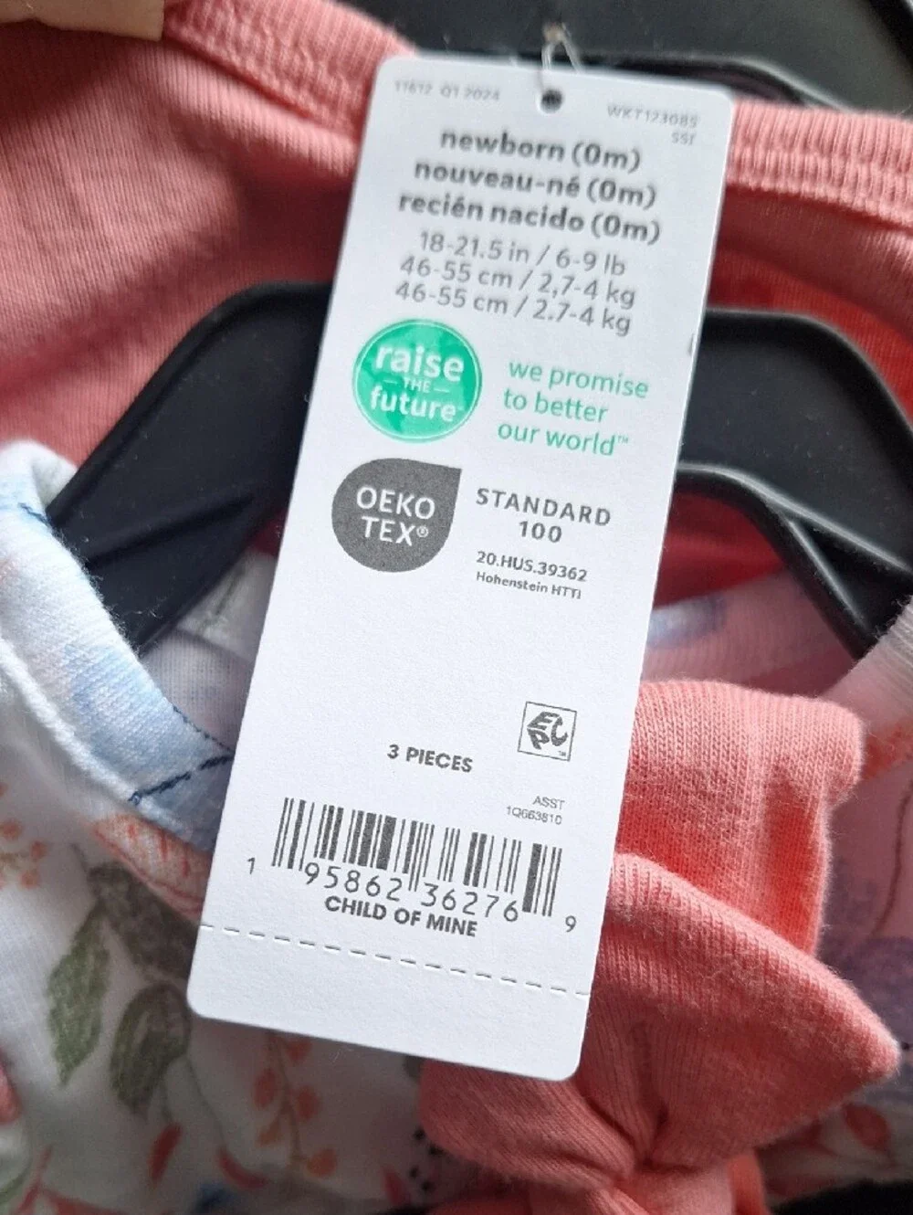 NWT Carter's NB 3pc Set Coral Top and Floral Print Baby Set